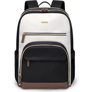 Women Black-Beige Computer Bag Casual Fits 16 Inch College Travel Backpacks